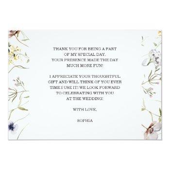 Wildflower Bridal Shower Thank You Card Front View