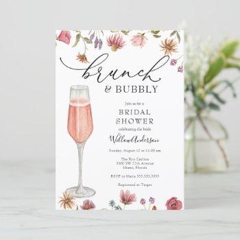 wildflower brunch and bubbly bridal shower invitation