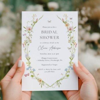 wildflower butterfly bridal shower invitation