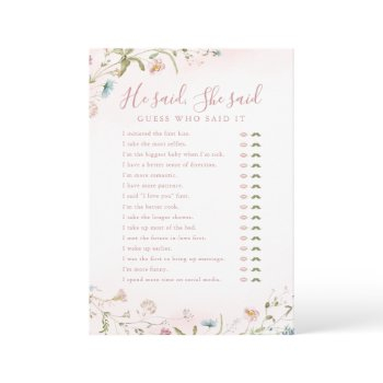 wildflower he said she said bridal shower game invitation