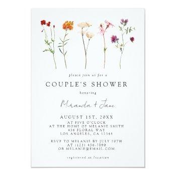 Wildflower Lesbian Pride Floral Couple's Shower Invitation Front View