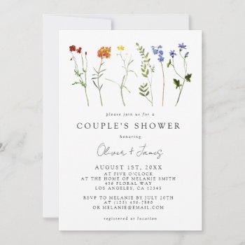 wildflower lgbtq gay pride floral couple's shower invitation