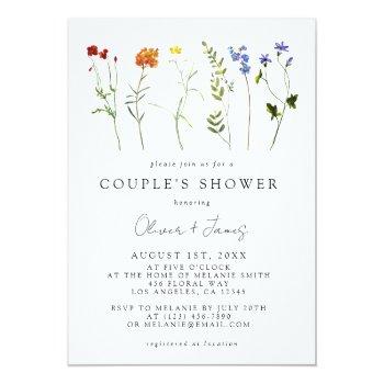 Wildflower Lgbtq Gay Pride Floral Couple's Shower Invitation Front View