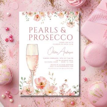 wildflower pearls & prosecco blush bridal shower  invitation