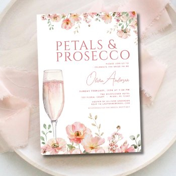wildflower petals & prosecco blush bridal shower  invitation