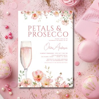 wildflower petals & prosecco blush bridal shower  invitation