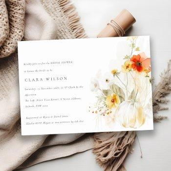 wildflower pumpkin watercolor bridal shower invitation