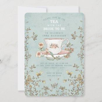 wildflower tea party bridal shower invitation