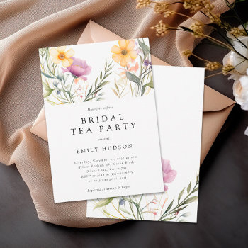 wildflower tea party bridal shower invitation