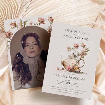 wildflower tea party watercolor tea bridal shower invitation