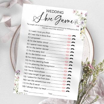 wildflower wedding shoe bridal shower game invitation