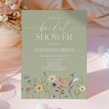 wildflower wild flower floral bridal shower invitation