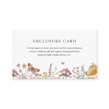 wildflowers and butterflies bridal enclosure card