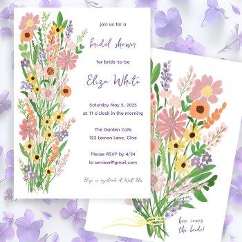 wildflowers handpainted sweet custom bridal shower invitation