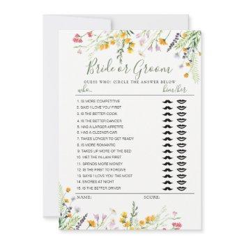 wilflowers bride or groom game fully editable card