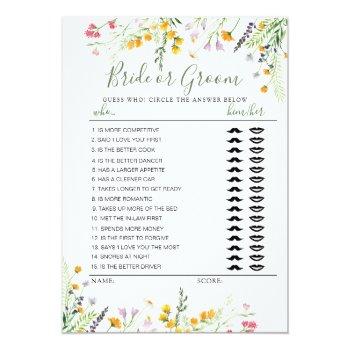 Wilflowers Bride Or Groom Game Fully Editable Card Front View