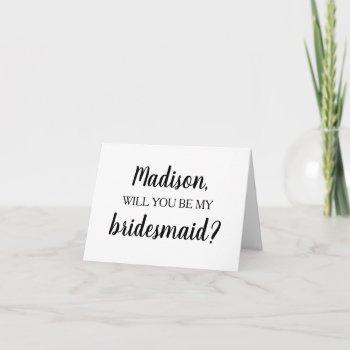 will you be my bridesmaid bridal party proposal thank you card