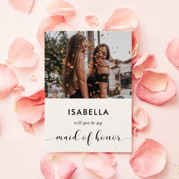 will you be my maid of honor proposal photo card