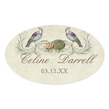 wings of love invitation -wedding small wine label