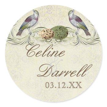wings of love invitation -wedding sticker or seal