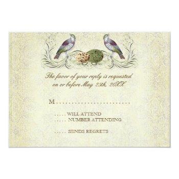 Wings Of Love Rsvp Response Card - Cream Tan Front View