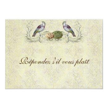 Wings Of Love Rsvp Response Card - Cream Tan Front View
