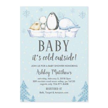 winter baby shower invite, winter animals artic invitation
