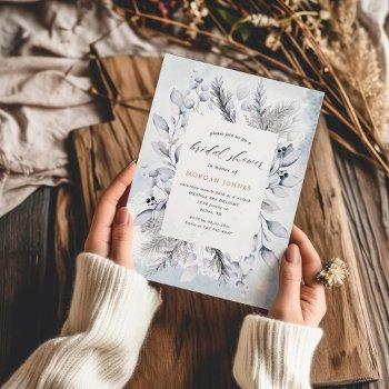 winter blue elegant floral bridal shower invite