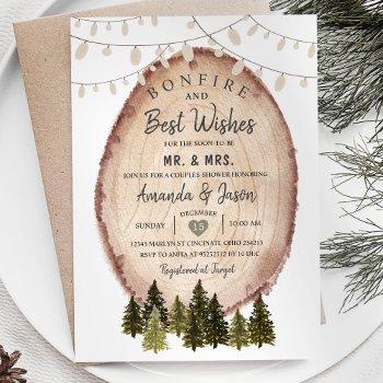 winter bonfire best wishes couple shower woodland invitation