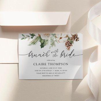 winter brunch with the bride shower evergreen invitation