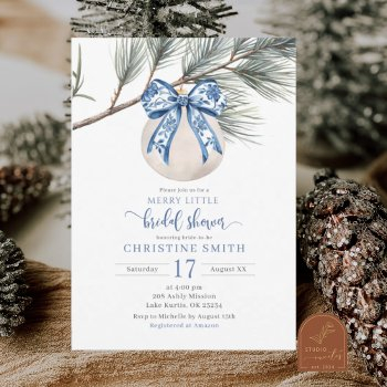 winter chinoiserie merry little bridal shower invitation