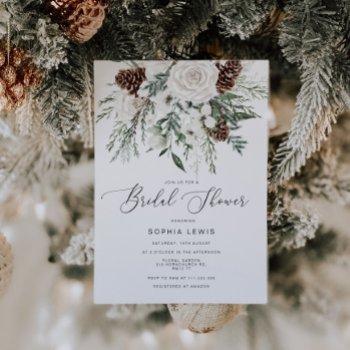 winter evergreen elegant bridal shower invitation