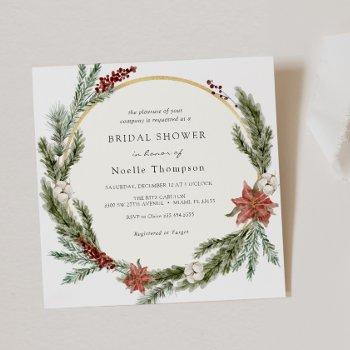 winter floral and greenery bridal shower invitation