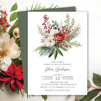 winter foral bridal shower invitation