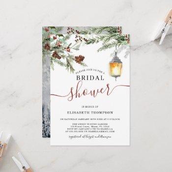 winter forest lantern bridal shower invitation