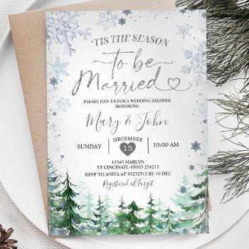 winter forest silver snowflake wedding christmas invitation