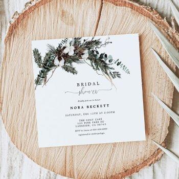 winter greenery bouquet bridal shower invitation