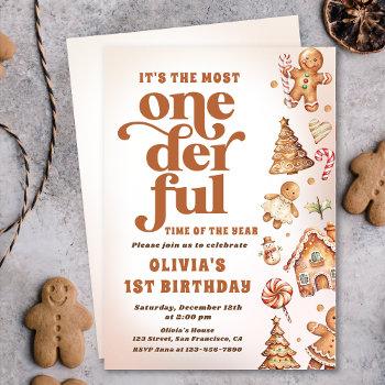 winter onederful christmas cookie birthday party invitation