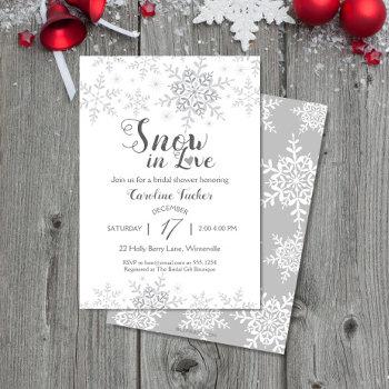 winter snowflakes snow in love bridal shower invitation