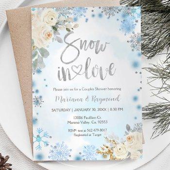 winter snowflakes snow in love couples shower invitation