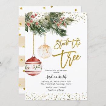 winter stock the tree bridal shower invitation