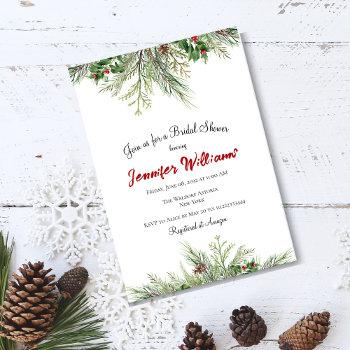 winter wonderland pine tree wreath bridal shower invitation