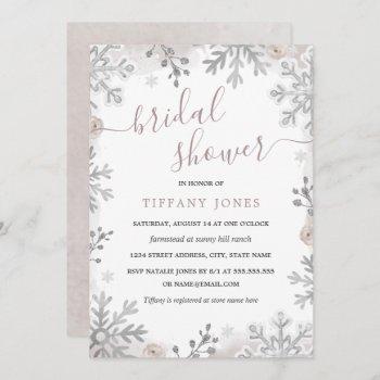 winter wonderland silver blush bridal shower  invitation