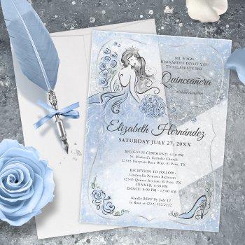 winter wonderland silver light blue quinceanera acrylic invitations