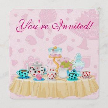 wonderland tea party bridal shower invitation