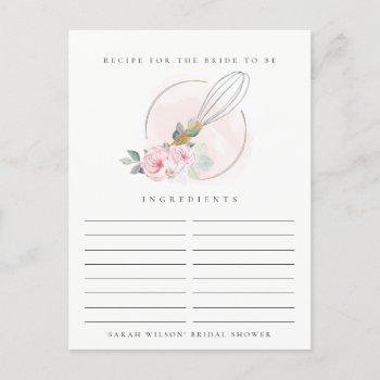 wooden whisk floral recipe request bridal shower postcard