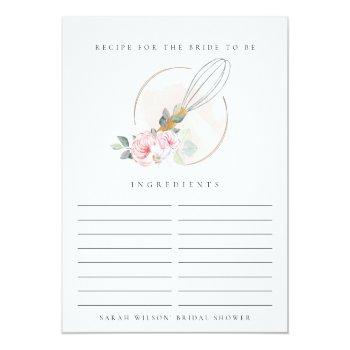 Wooden Whisk Floral Recipe Request Bridal Shower Postcard Front View