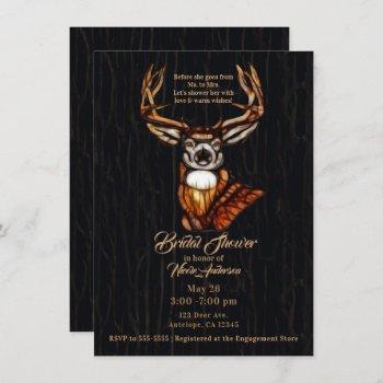 wooden wood deer rustic country bridal shower invitation