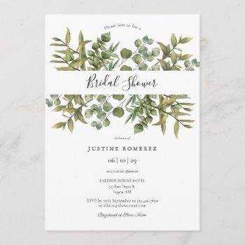 woodland eucalyptus greenery bridal shower invitation