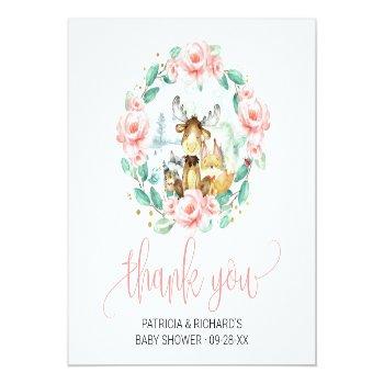 Woodland Floral Greenery Baby Shower Thank You Square Sticker Front View